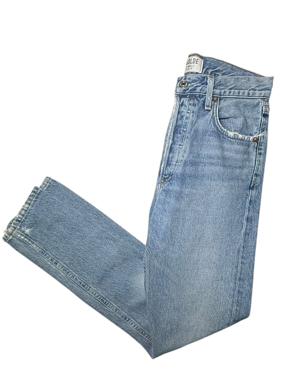 Agolde Feel Good High Rise Straight 100% Cotton Light Wash made in USA Womens 24
